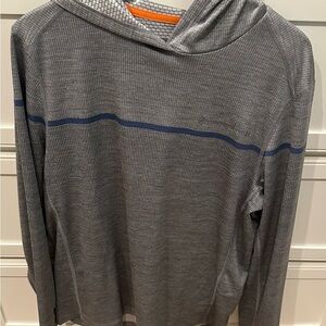 Vineyard Vines OTG Sankaty Gray Hoodie with Navy Stripe
